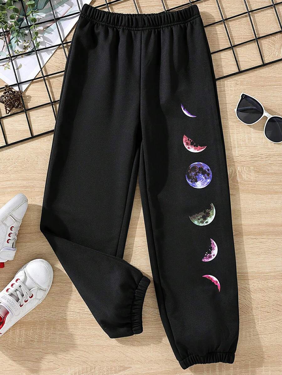 SHEIN Quần thể thao Con gái Đồ họa - màu đen - Xem 1