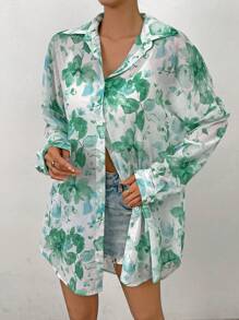 Chiquease 印花落肩袖襯衫 - 綠色 - 查看 3