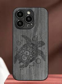Fashionable Wooden Mobile Phone Case With Animal Print - Grey - View 2