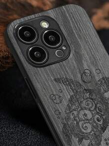 Fashionable Wooden Mobile Phone Case With Animal Print - Grey - View 5