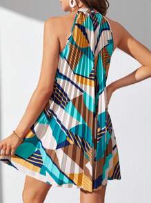 SHEIN Tall Đầm Nút Xếp li Chắp vá Giải trí - Nhiều màu - Xem 2