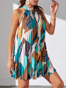 SHEIN Tall Đầm Nút Xếp li Chắp vá Giải trí - Nhiều màu - Xem 6