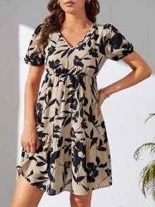 SHEIN Tall 印花荷葉邊娃娃裙 - 彩色 - 查看 4