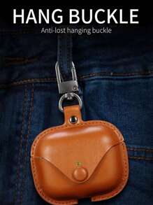 素色PU皮革耳機殼適用於Airpods - 棕色 - 查看 4