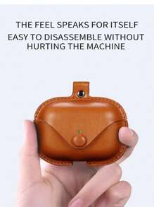 素色PU皮革耳機殼適用於Airpods - 棕色 - 查看 5