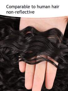 Long Curly Ponytail Synthetic Hair Extension - Black - View 4