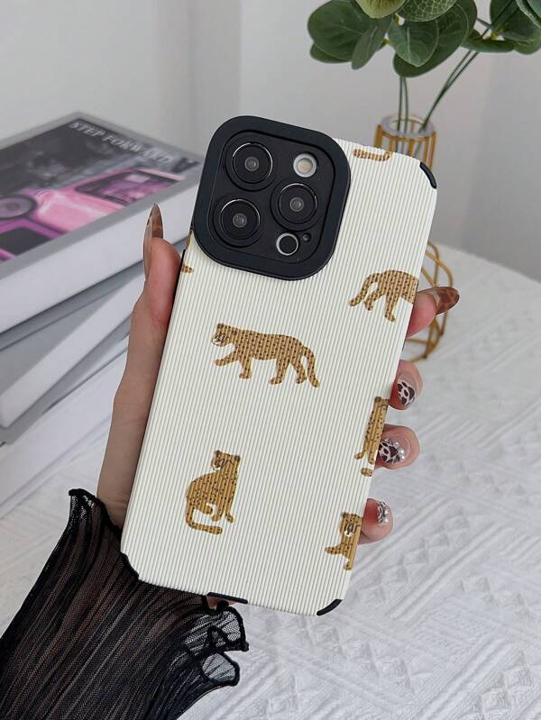 Funda de teléfono con estampado de guepardo y leopardo