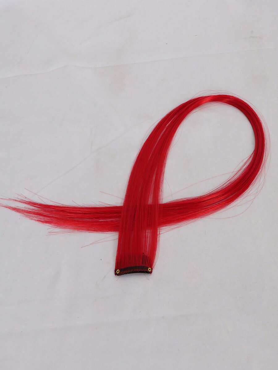 22英寸假髮紅色假髮片長直發接髮夾在假髮高溫 - 紅色 - 查看 1