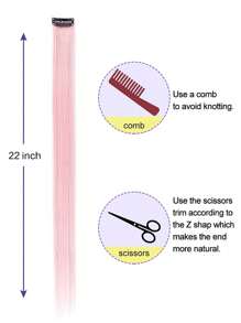 22 Inch Wig Baby Pink Wig Piece Long Straight Hair Extension Clip In Hairpiece High Temperature - Baby Pink - View 4