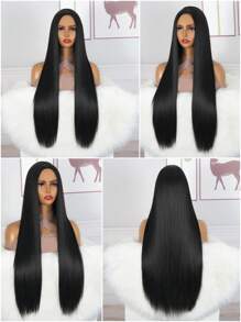 超長直筒人造假髮 - 黑色 - 查看 6