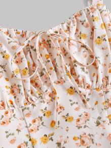 SHEIN MOD Ditsy Floral Print Ruched Bust Cami Dress - Multicolor - View 4