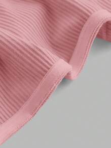 SHEIN MOD Áo nữ xoắn lại Gân đan màu trơn Giải trí - Bụi hồng - Xem 4