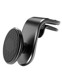 Mini Portable 360° Rotatable Magnetic Phone Holder With F-type Magnetic Car Mount Compatible With iphone, Samsung, Huawei, Xiaomi With Magnet Plate - Black - View 1