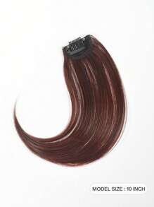 10inch Synthetic Fiber French Style Bangs With Middle Part - Dark Brown - View 2