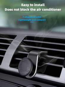 Mini Portable 360° Rotatable Magnetic Phone Holder With F-type Magnetic Car Mount Compatible With iphone, Samsung, Huawei, Xiaomi With Magnet Plate - Black - View 7