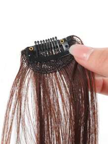10inch Synthetic Fiber French Style Bangs With Middle Part - Dark Brown - View 3