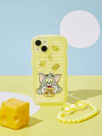 TOM & JERRY X SHEIN Cartoon Cat Pattern Phone Case With Lanyard