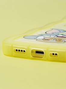 TOM & JERRY X SHEIN Cartoon Cat Pattern Phone Case With Lanyard, Compatible With IPhone - Yellow - View 6