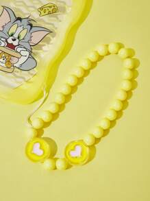 TOM & JERRY X SHEIN Cartoon Cat Pattern Phone Case With Lanyard, Compatible With IPhone - Yellow - View 7