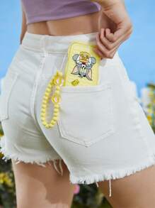 TOM & JERRY X SHEIN Cartoon Cat Pattern Phone Case With Lanyard, Compatible With IPhone - Yellow - View 9