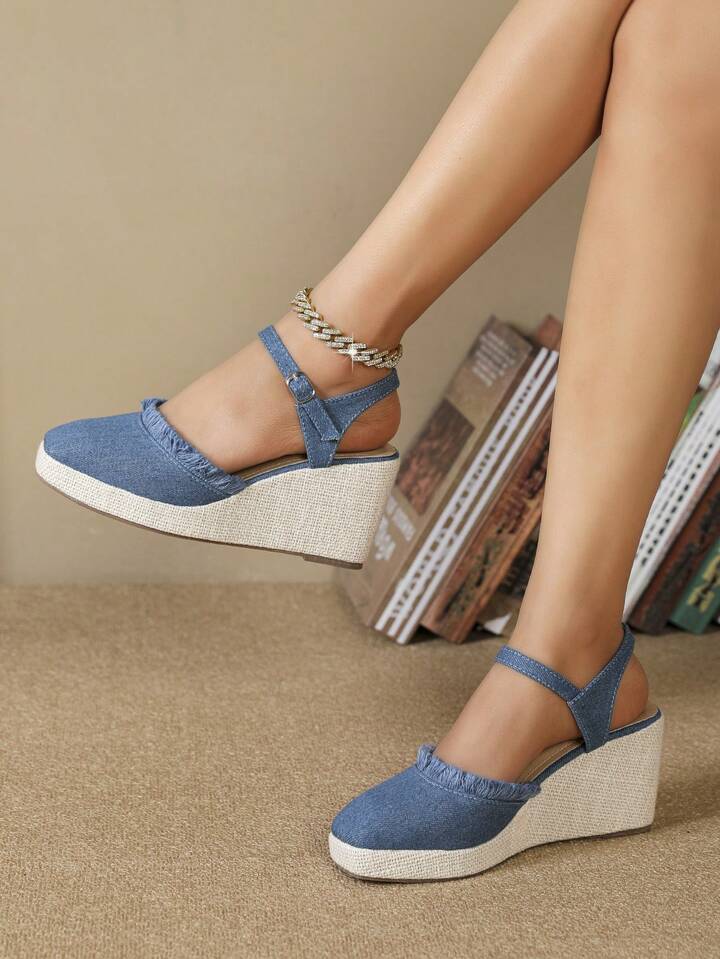 Share more than 158 denim wedge shoes dedaotaonec