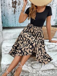 SHEIN Frenchy Đầm Thắt lưng Đồ họa Giải trí - Nhiều màu - Xem 5