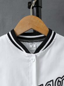 Chico preadolescente Camisa con estampado de letra cuello béisbol sin camiseta