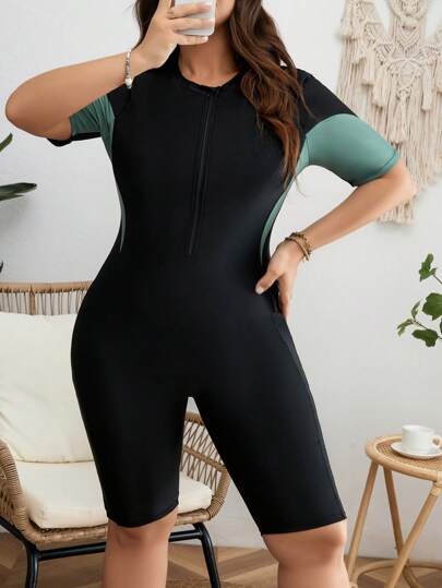 Swim SPRTY Bañador una pieza de color combinado con cremallera delantera