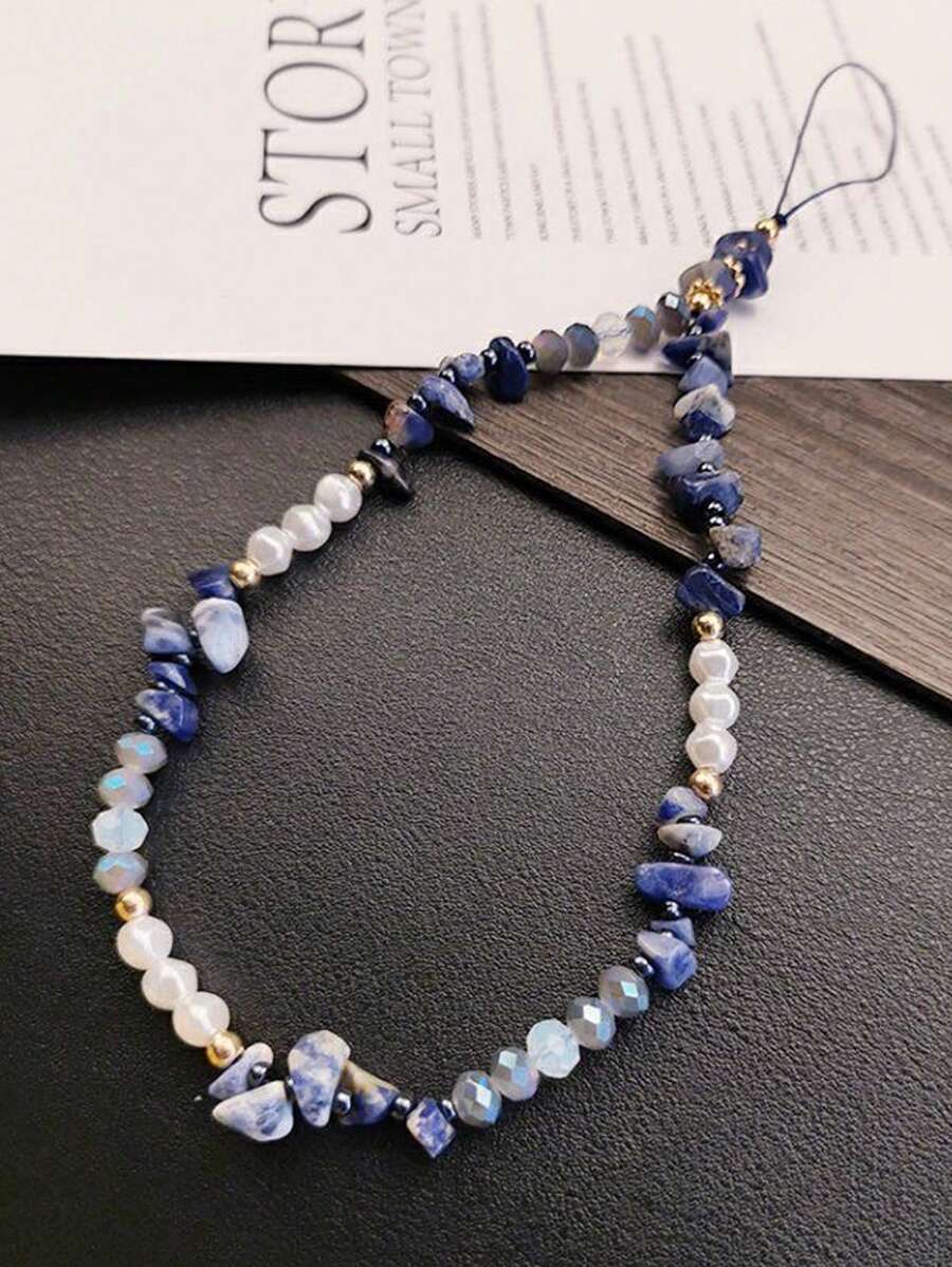 1 件蓝色宝石挂绳礼物，适合母亲、家人、朋友、生日、节日手机挂饰、手机链 - 藍色 - 查看 1