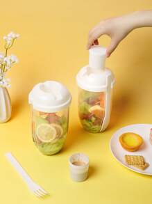 1 件入的沙拉餐搖杯，新鮮沙拉杯，可搭配叉子和蓋子 - 白色 - 查看 1