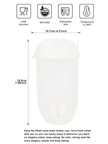 1 件入的沙拉餐搖杯，新鮮沙拉杯，可搭配叉子和蓋子 - 白色 - 查看 5