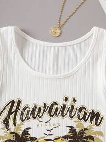 SHEIN EZwear Top tank crop con estampado de coche y letra - Blanco - Ver 5