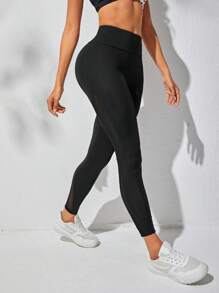 Yoga Trendy 對比網眼寬腰運動打底褲,健身打底褲