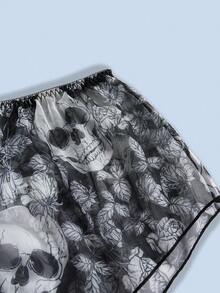 LOLITAGraphics In Đầu lâu Lưới Vòng thép Bộ đồ lót - Nhiều màu - Xem 4