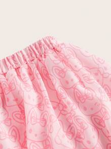ROMWE Kawaii 卡通圖案短褲 - 粉色 - 查看 4