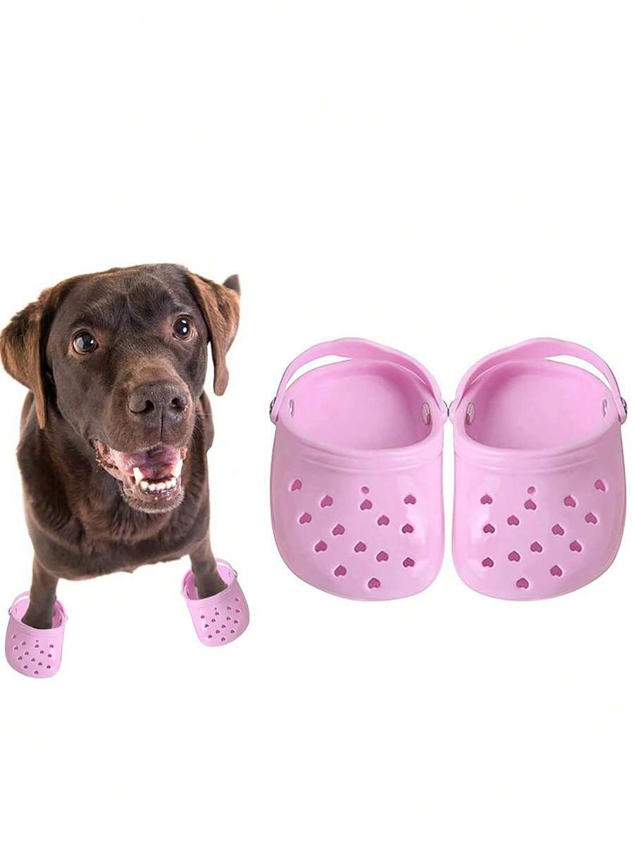 1雙素色寵物鞋子適用於貓和小狗