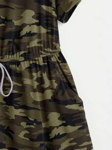 EMERY ROSE Plus Camo Print Drawstring Waist Hidden Pocket Dress - Multicolor - View 3