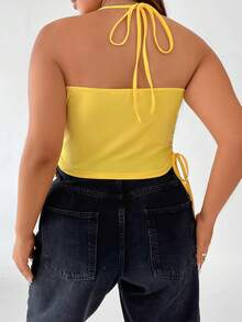 SHEIN Coolane Plus Letter Graphic Drawstring Side Halter Top