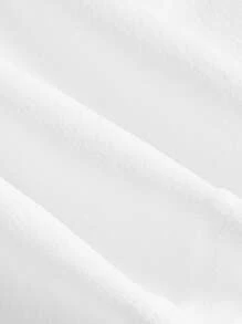 SHEIN MOD 實心不對稱褶邊網格面修身白色夏日馬甲結構上衣 - 白色 - 查看 4