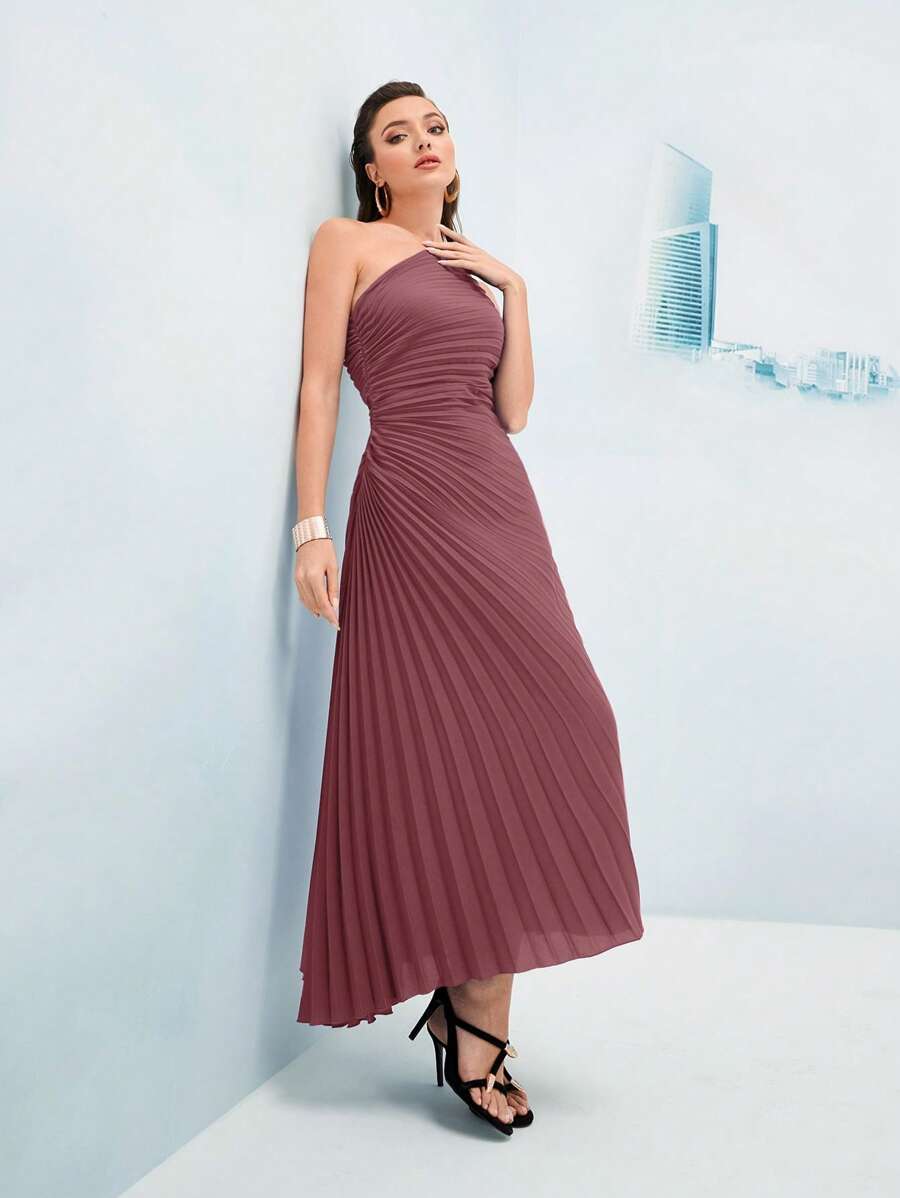 Modelyn Robe Asymétrique À Ruché Plissé