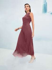 Modelyn Robe Asymétrique À Ruché Plissé