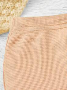 SHEIN Newborn Baby Bear Patched Joggers - Apricot - View 3