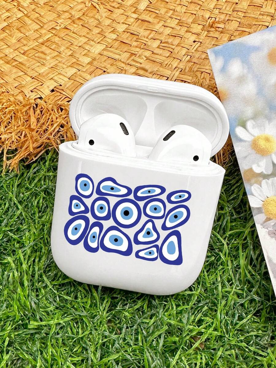 Evil Eye Pattern Case Compatible With AirPods - Multicolor - View 1