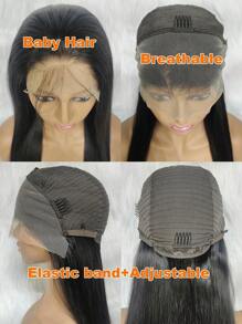 Transparent Lace Straight 13 X 4 Lace Front Human Hair Wigs For Women With Baby Hair Extra Long Pre Plucked Handmade Natural Black Color 180 Density 30-40 Inch - SNatural - View 9