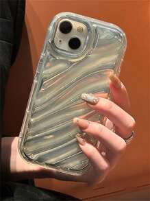 Water Ripple Embossed Phone Case With Laser Paper - Silver - View 1