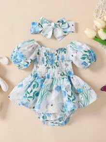 Bodysuits Em bé Dải chun Hoa - Nhiều màu - Xem 1