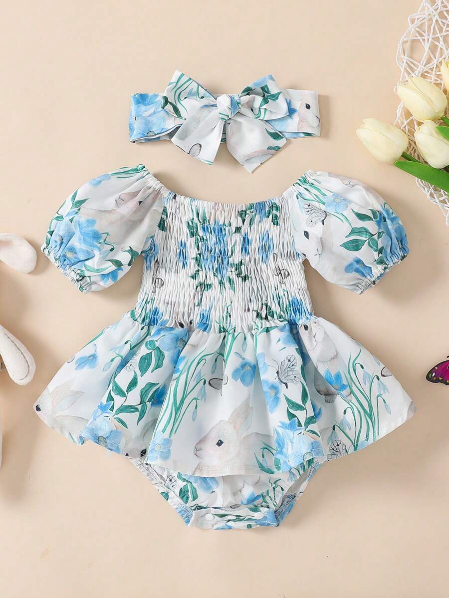 Bodysuits Em bé Dải chun Hoa - Nhiều màu - Xem 1