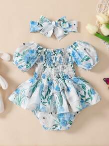 Bodysuits Em bé Dải chun Hoa - Nhiều màu - Xem 2