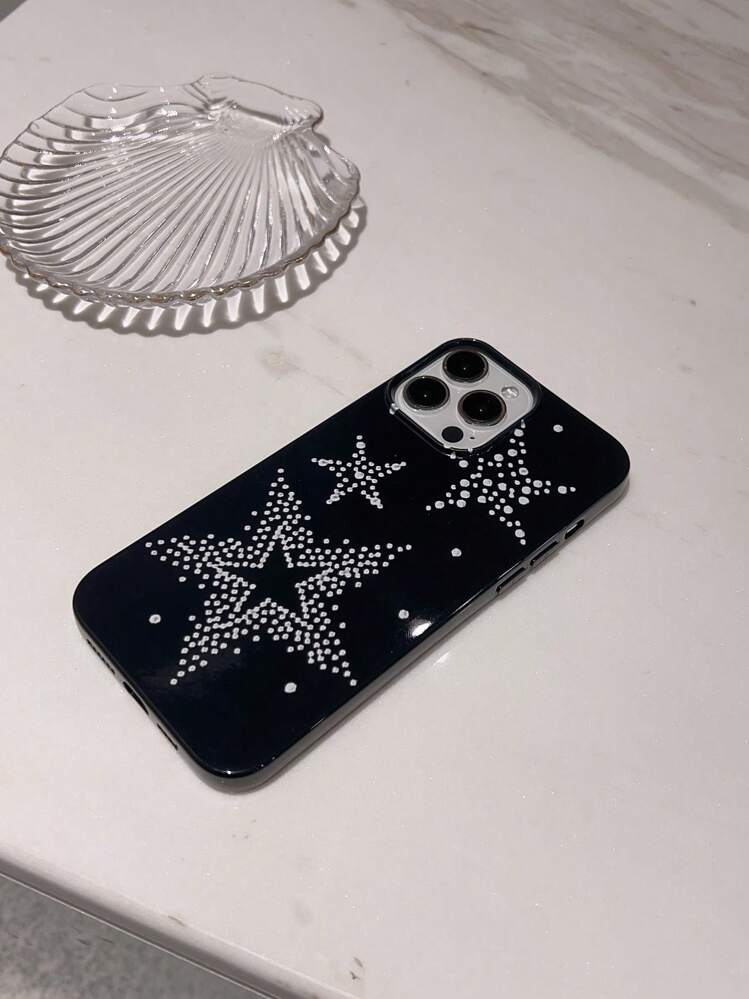 Capa De Telefone Com Decoração De Estrela De Strass Compatível Com Iphone15/15Plus/15Pro/15Promax - Multicolorido - Visão 4