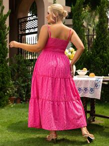 Glamaker 大碼褶邊吊帶上衣和荷葉邊半身裙 - 玫紅色 - 查看 2